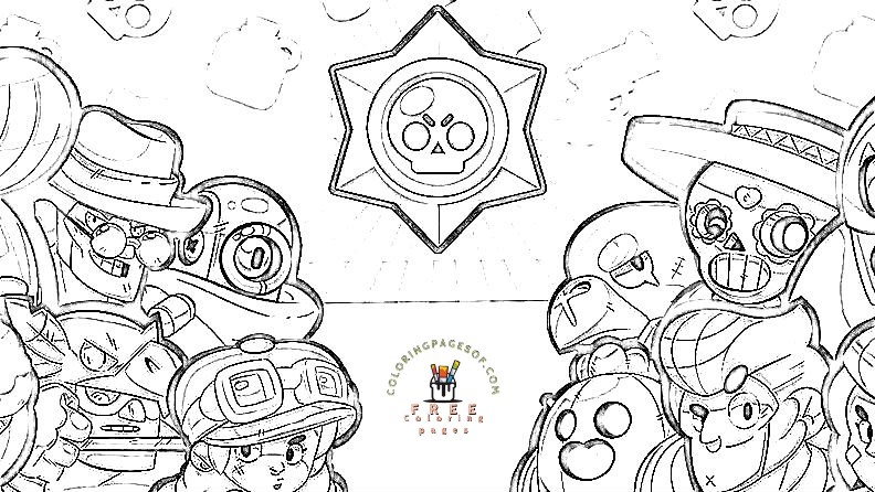 Brawl Stars Group coloring pages of Brawl Stars - Brawl Stars coloring pictures.  - Free coloring pages for kids and adults