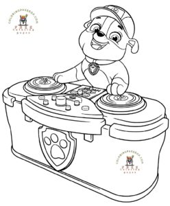 Paw Patrol Coloring Pages, Paw Patrol Coloring Page DJ Rubble