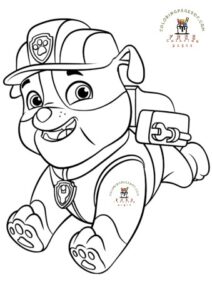 Paw Patrol Coloring Pages, Paw Patrol Coloring Page rubble with backpack